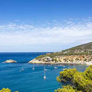 Aussichtspunkt Cala d&#39;hort Ibiza Balearen
