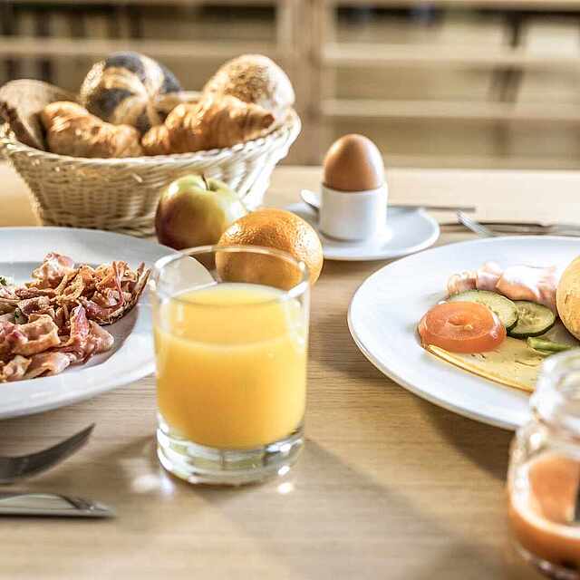 Varied breakfast buffet
