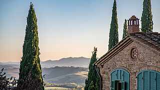 Panorama Sonnenuntergang Il Borgo - Hotel Toscana Resort Castelfalfi